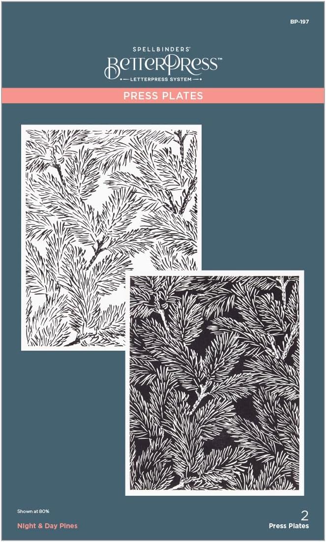 Spellbinders BP-197 Night & Day Pines Press Plates from The Home for The Holidays Collection - Image 1